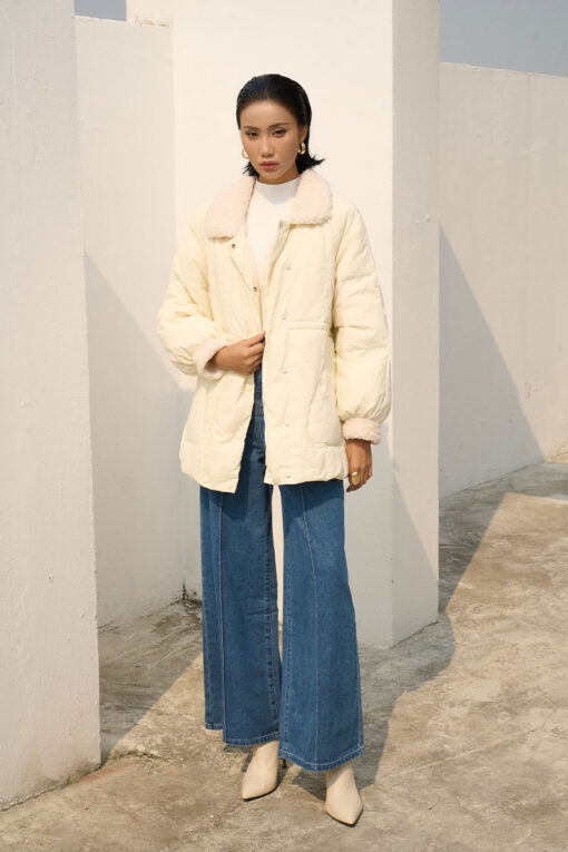 Quần jeans suông tua cạp túi ốp TT