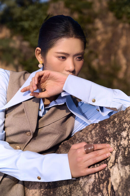 Áo gile kiểu cổ 2 ve bổ cơi túi