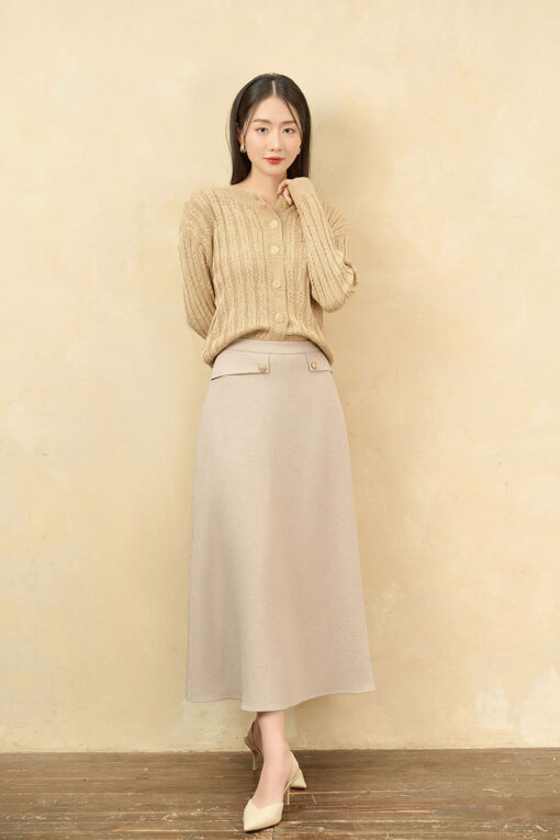 Chân váy xoè bong eo hông đính cúc