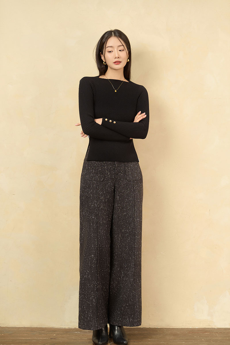 Quần suông tweed túi ốp TT