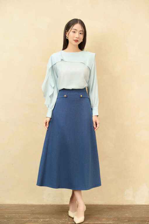 Chân váy xoè bong eo hông đính cúc