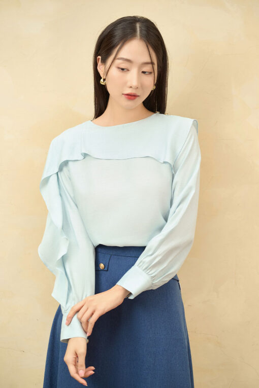 Sơ mi DT cổ bong liền tay 1 bên