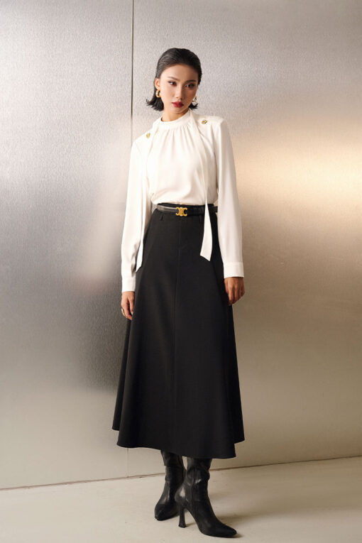 Sơ mi DT nhún cổ TT vải đính cúc