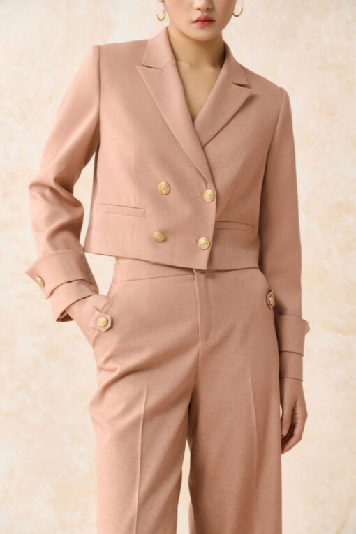 Áo vest croptop can đai tay đính cúc