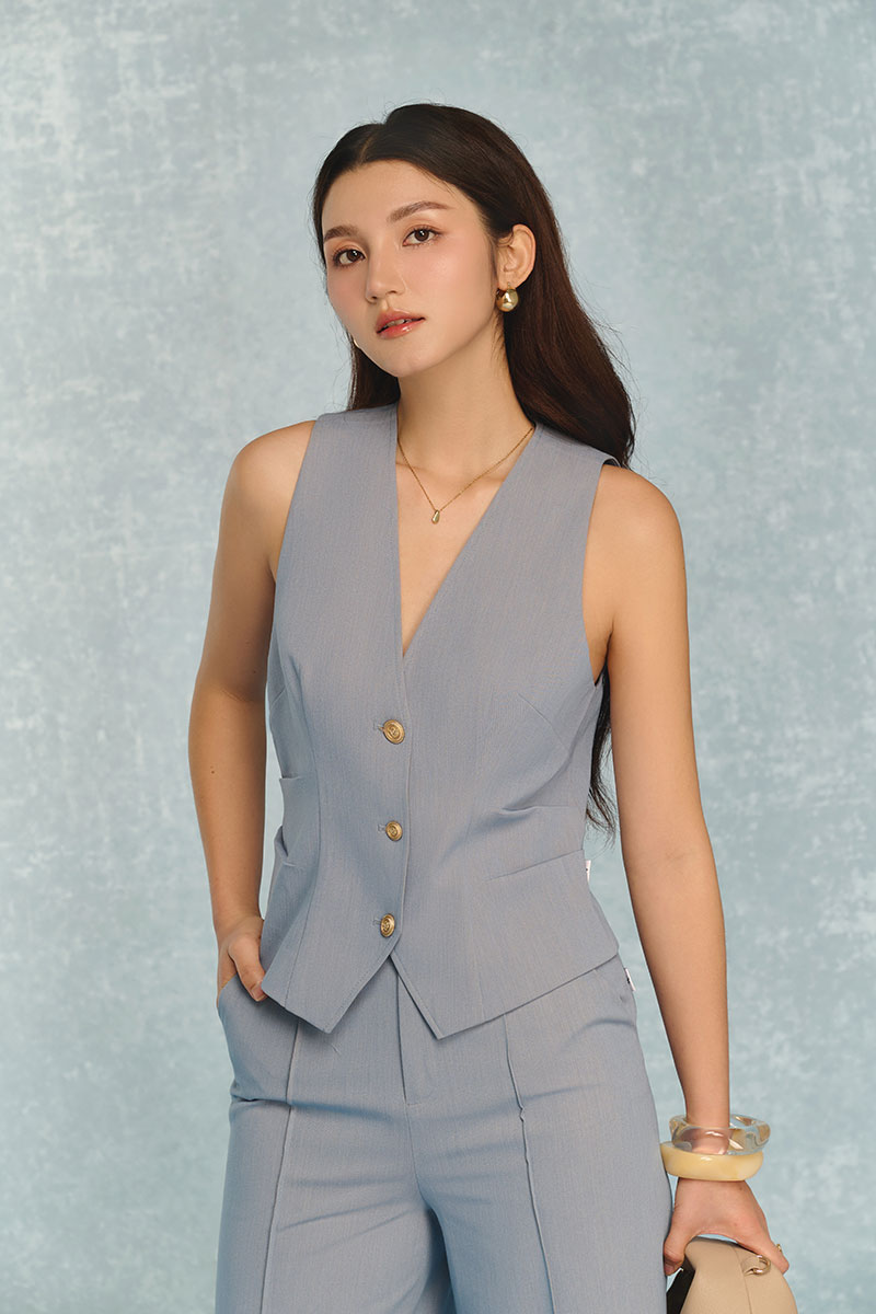 Áo gile xếp ly eo TT