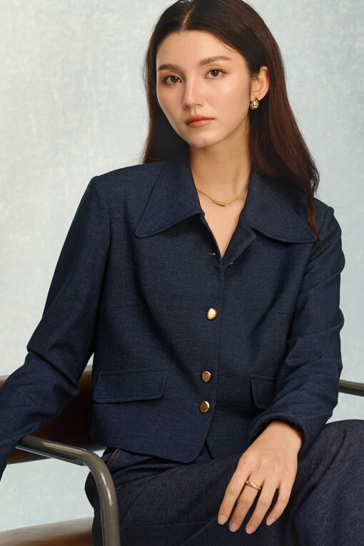 Áo kiểu DT croptop giả bò gấu tay lơ vê