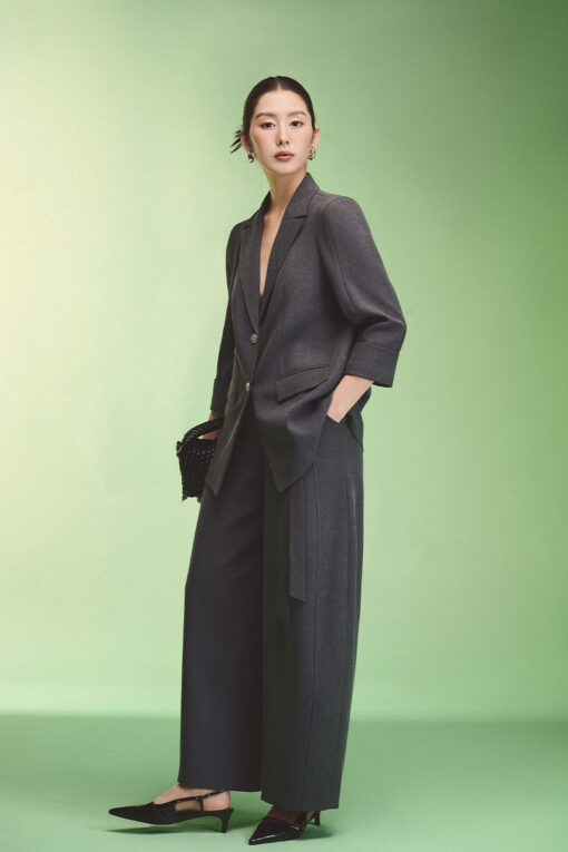 Quần suông ống gaucho kèm đai eo