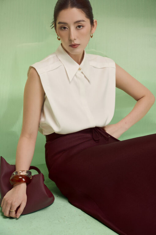 Sơ mi CT vai xếp bong