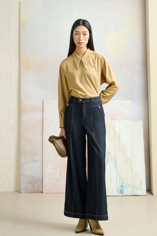 Sơ mi DT can điệu TS cổ đính cúc