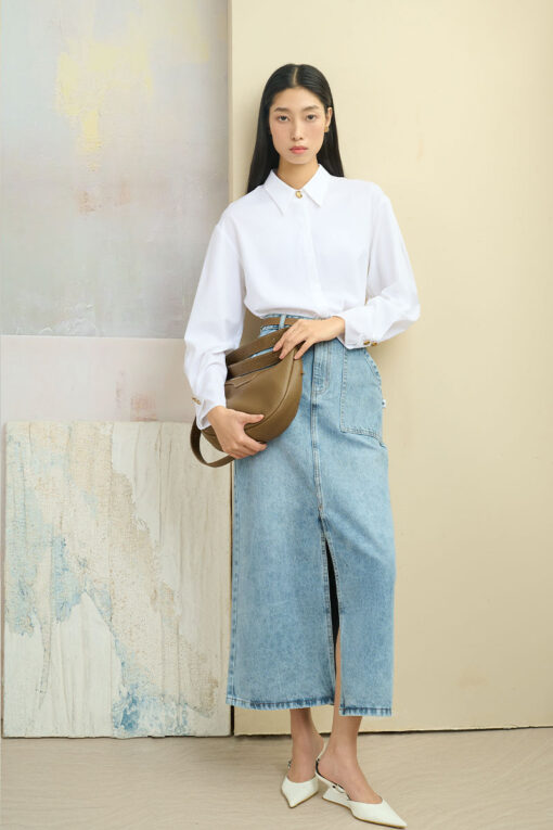 Chân váy jean suông dài túi hộp TT