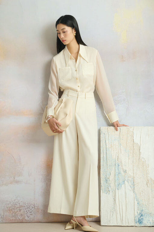 Quần suông khoá moi xẻ gấu sau