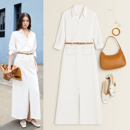 chân váy dài diễu chỉ