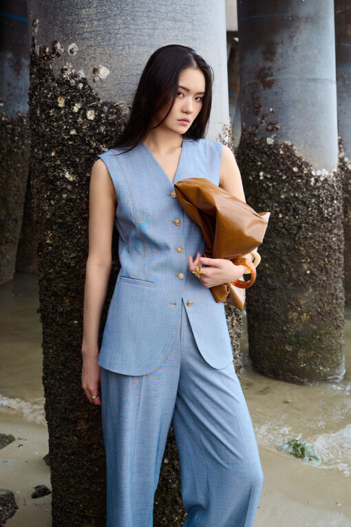 Áo khoác gile chần chỉ 1 hàng cúc