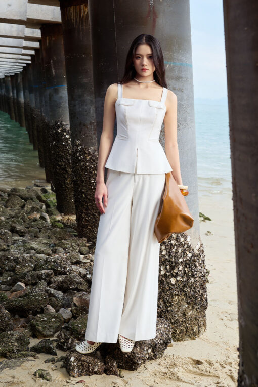 Áo kiểu 2 dây diễu chỉ nắp túi ngực