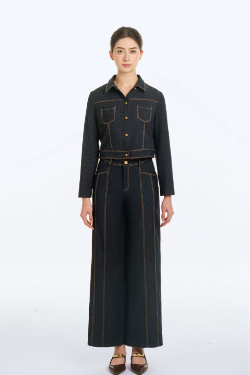 Áo kiểu croptop giả bò diễu chỉ