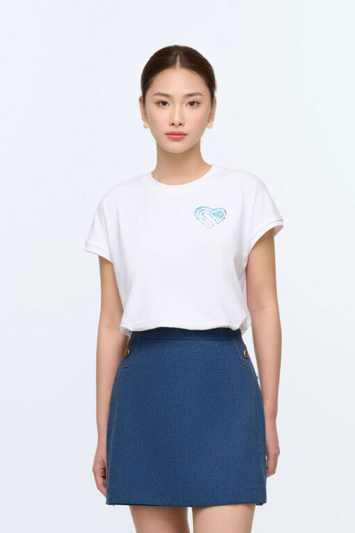 Áo thun CT tay liền ngực in trái tim