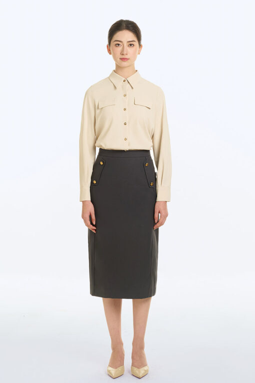 Chân váy bút chì can điệu hông đính cúc