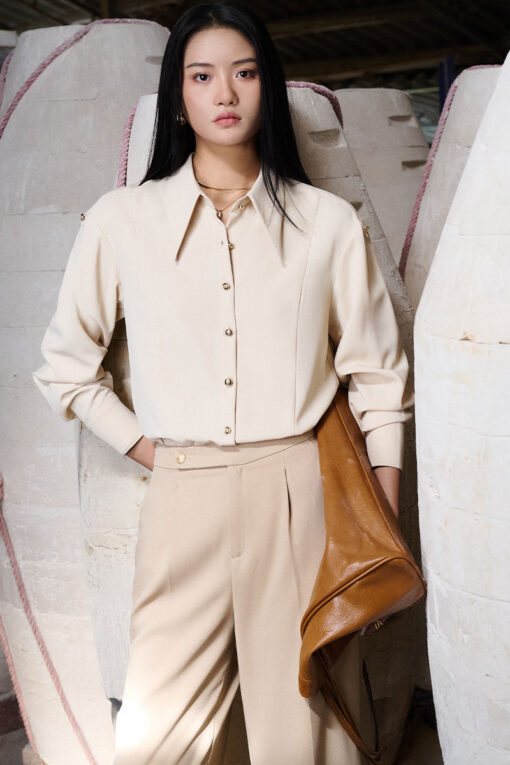 Sơ mi DT can thân liền cá vai đính cúc