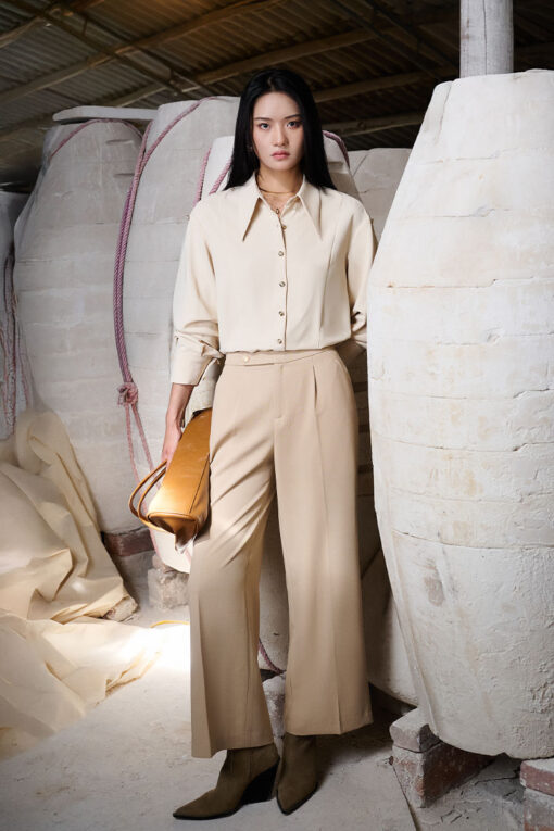 Sơ mi DT can thân liền cá vai đính cúc