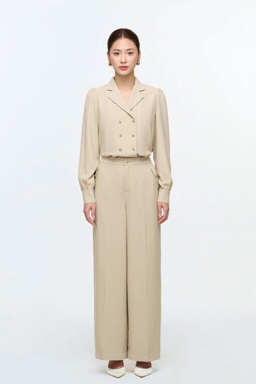 Quần suông cơi túi chéo cách điệu