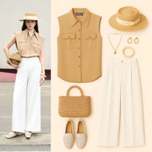 quần suông chần cạp