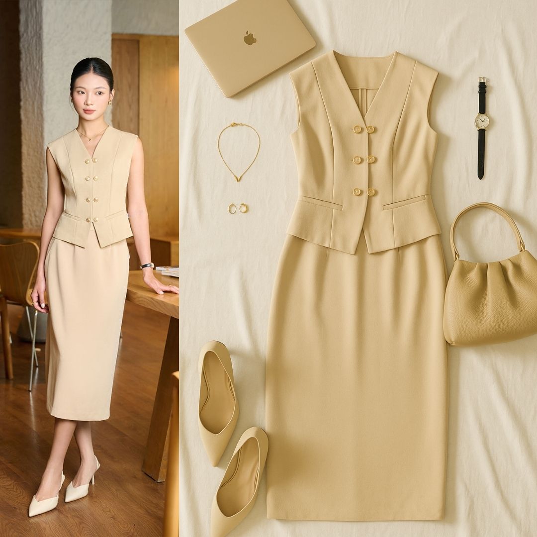 chân váy suông cách điệu