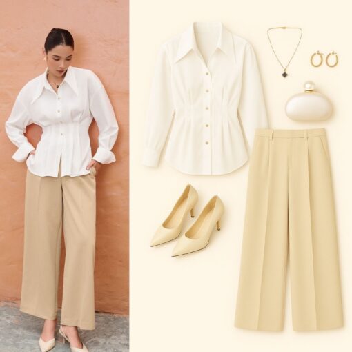 sơ mi dài tay chiết eo