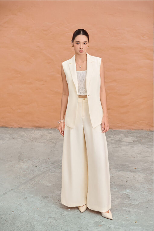 Áo vest gile vạt chéo đai lưng sau