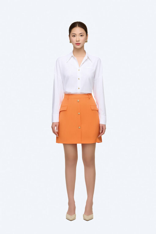 Chân váy A nẹp giả xếp ly sườn