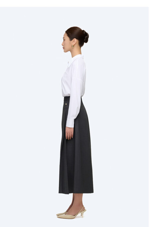 Chân váy xoè hông can cong xếp ly 1 bên