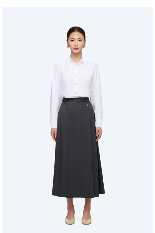 Chân váy xoè hông can cong xếp ly 1 bên