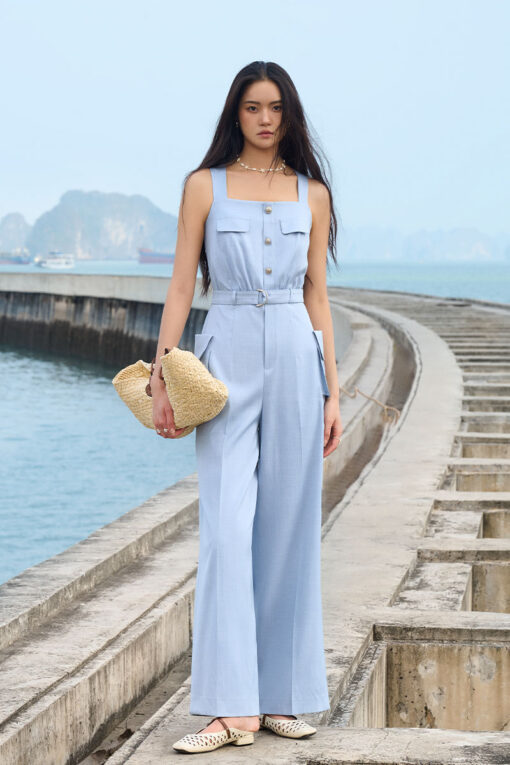 Jumpsuit 2 dây túi hộp kèm đai eo