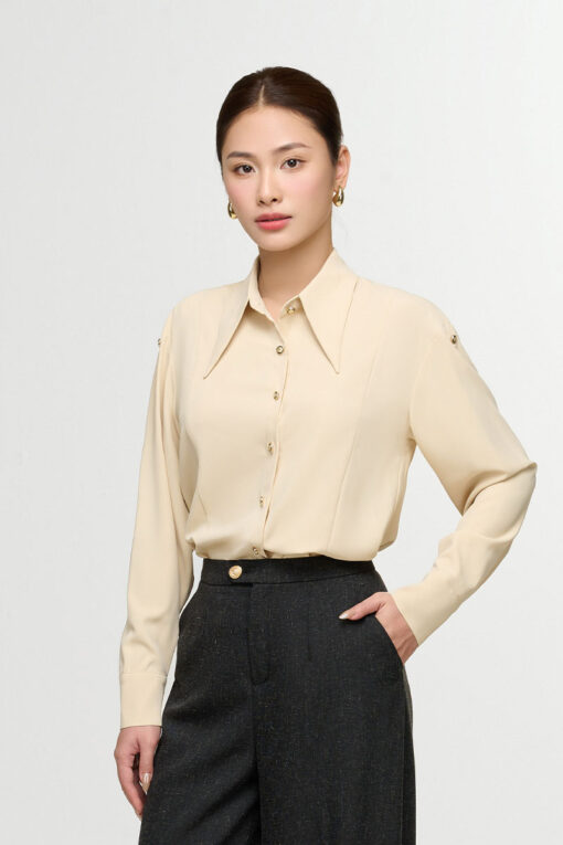 Sơ mi DT can thân liền cá vai đính cúc