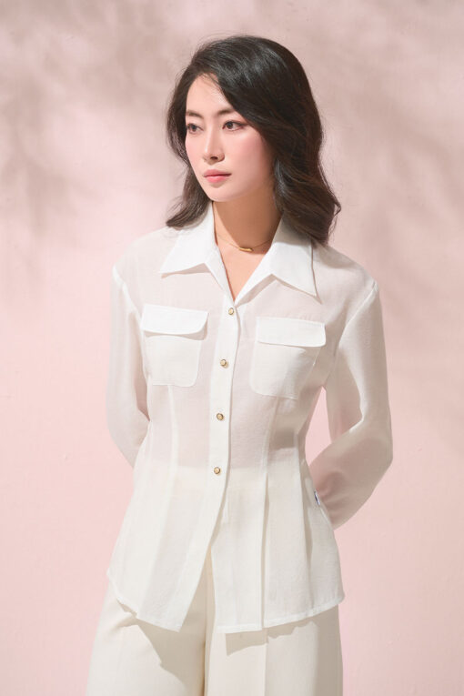 Sơ mi DT chiết tạo eo, can eo TS