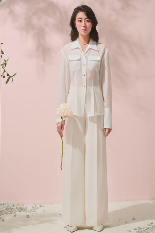 Quần suông nắp túi giả chéo quai nhê cạp