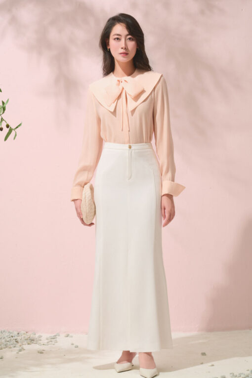 Sơ mi DT lá cổ to đính nơ