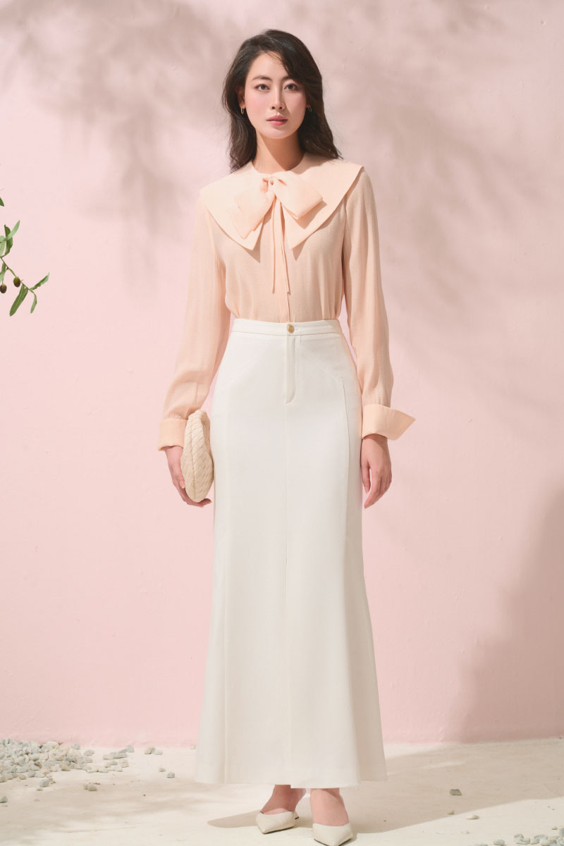 Sơ mi DT lá cổ to đính nơ