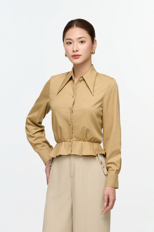 Sơ mi DT peplum nhỏ xếp ly