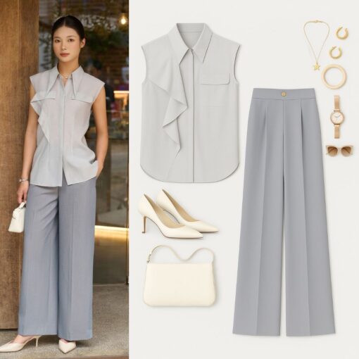 quần suông xếp ly