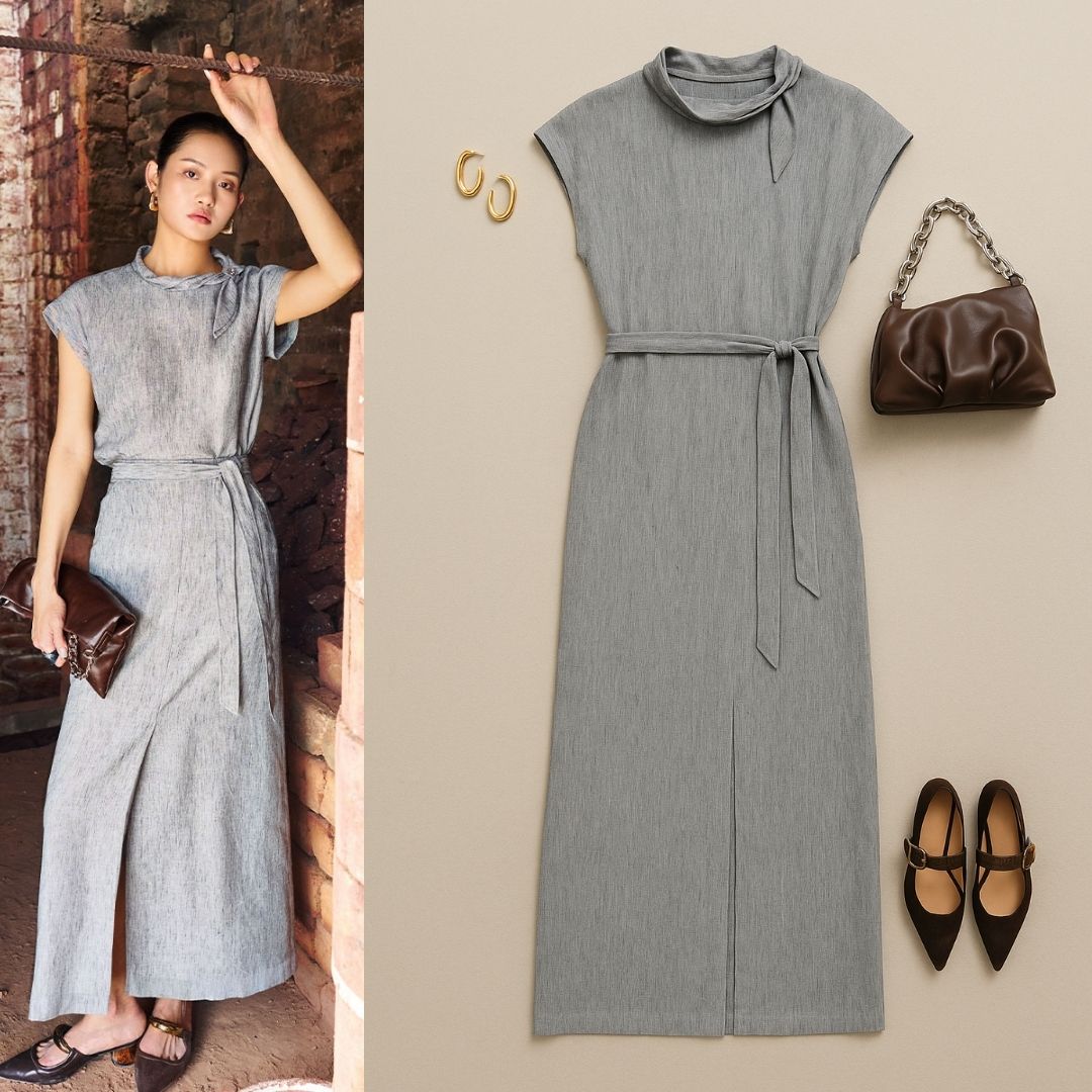 chân váy dài xẻ trước