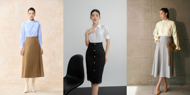 chân váy áo sơ mi