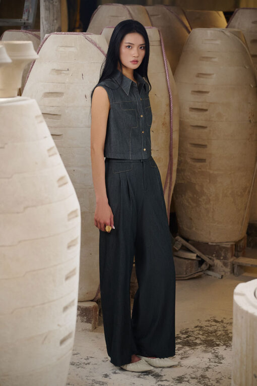 Quần suông xếp ly diễu nắp túi