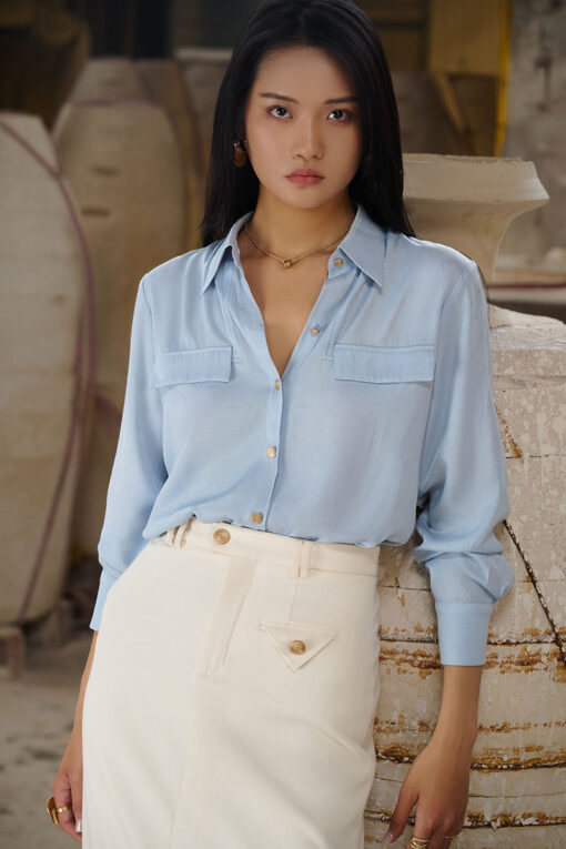 Sơ mi DT suông can giả túi