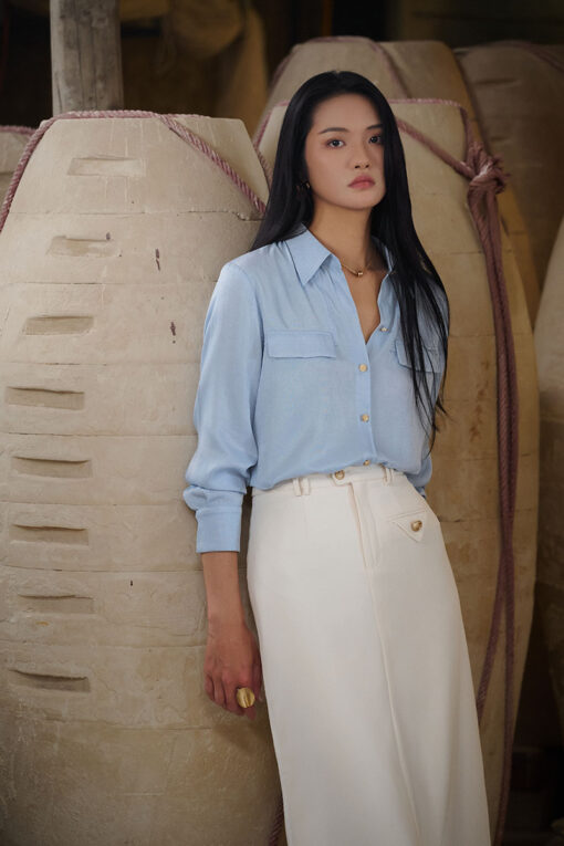 Sơ mi DT suông can giả túi