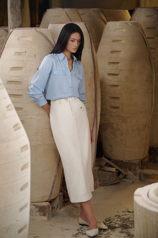 Sơ mi DT suông can giả túi