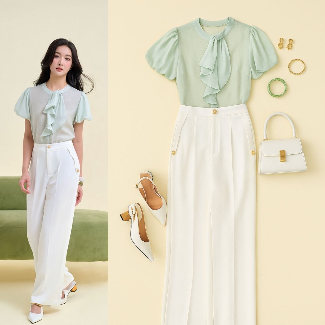 quần suông xếp ly