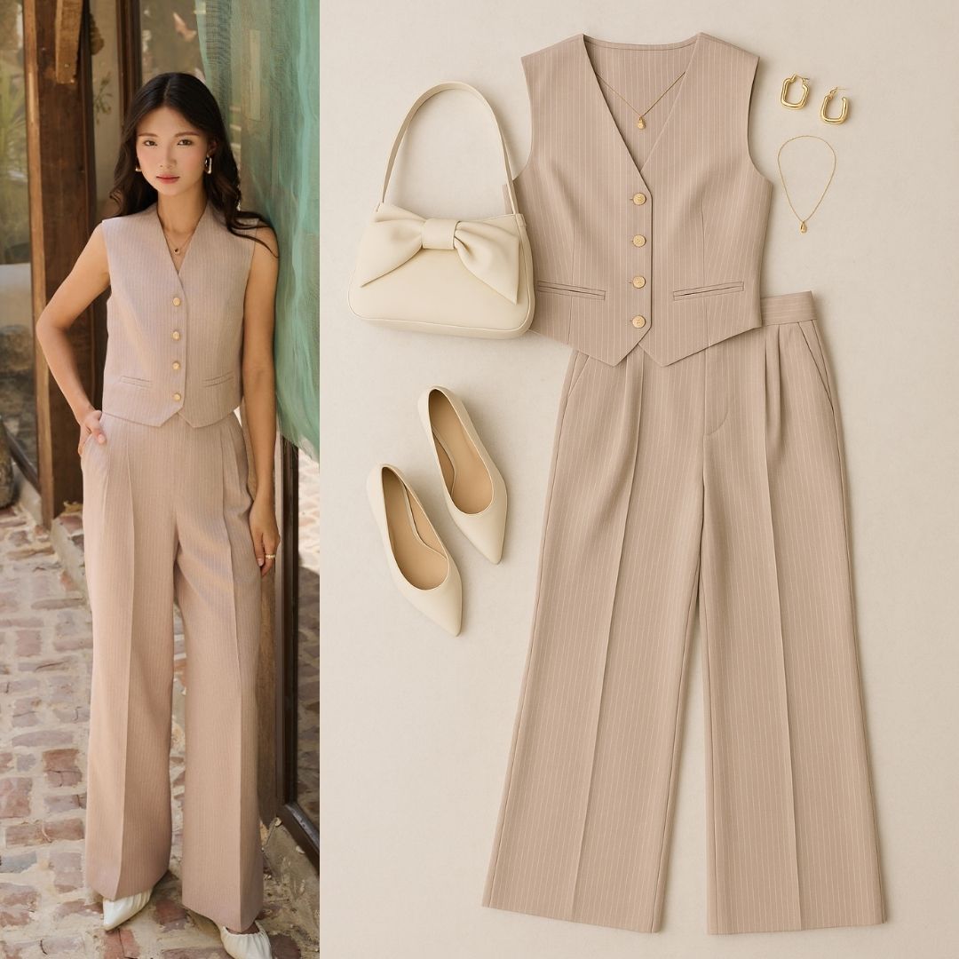 quần suông xếp ly