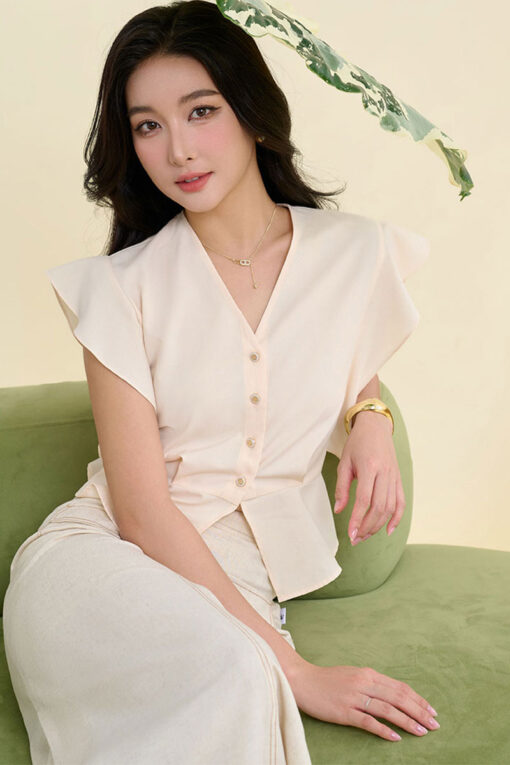 Áo kiểu CT gấu peplum tay cách điệu