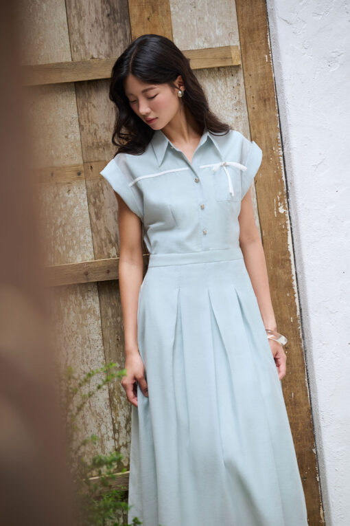 Đầm xoè tay chờm viền phối ngực