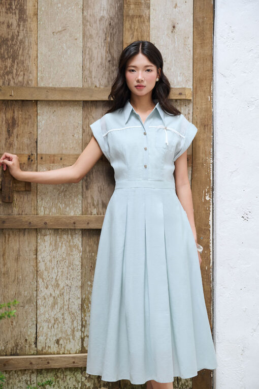 Đầm xoè tay chờm viền phối ngực